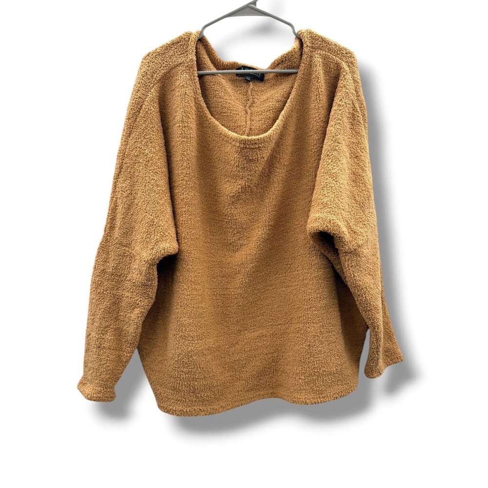ELOQUII Teddy Pullover Sweater Womens 22/24 Camel Brown Sherpa Oversized Cozy